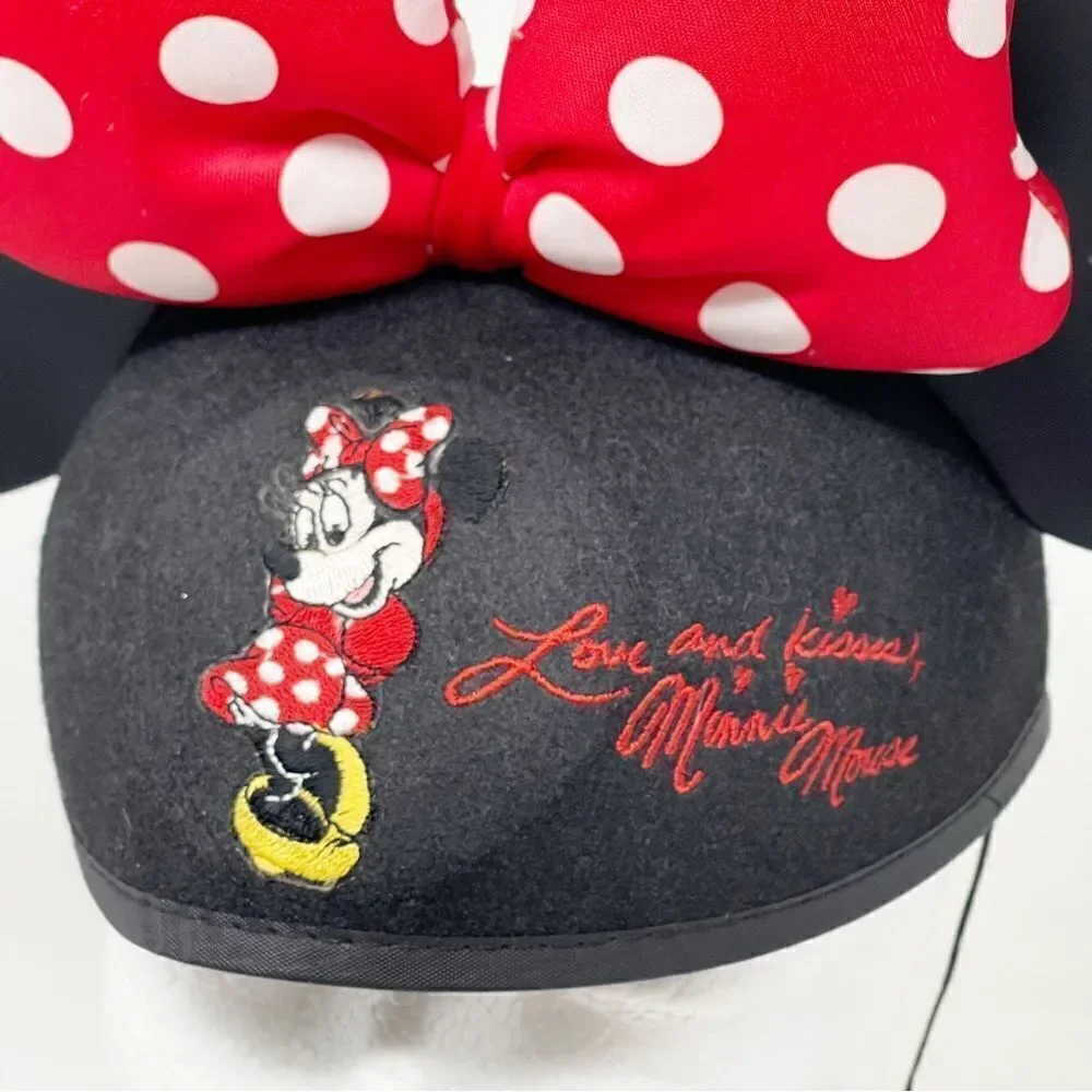 Disney Parks Ears Hat Minnie Mouse Polka Dot Bow Embroidered Signature